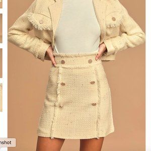 Cream Tweed Mini Skirt